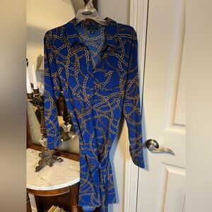 C. Wonder Royal Blue Dress with Gold Chain Pattern